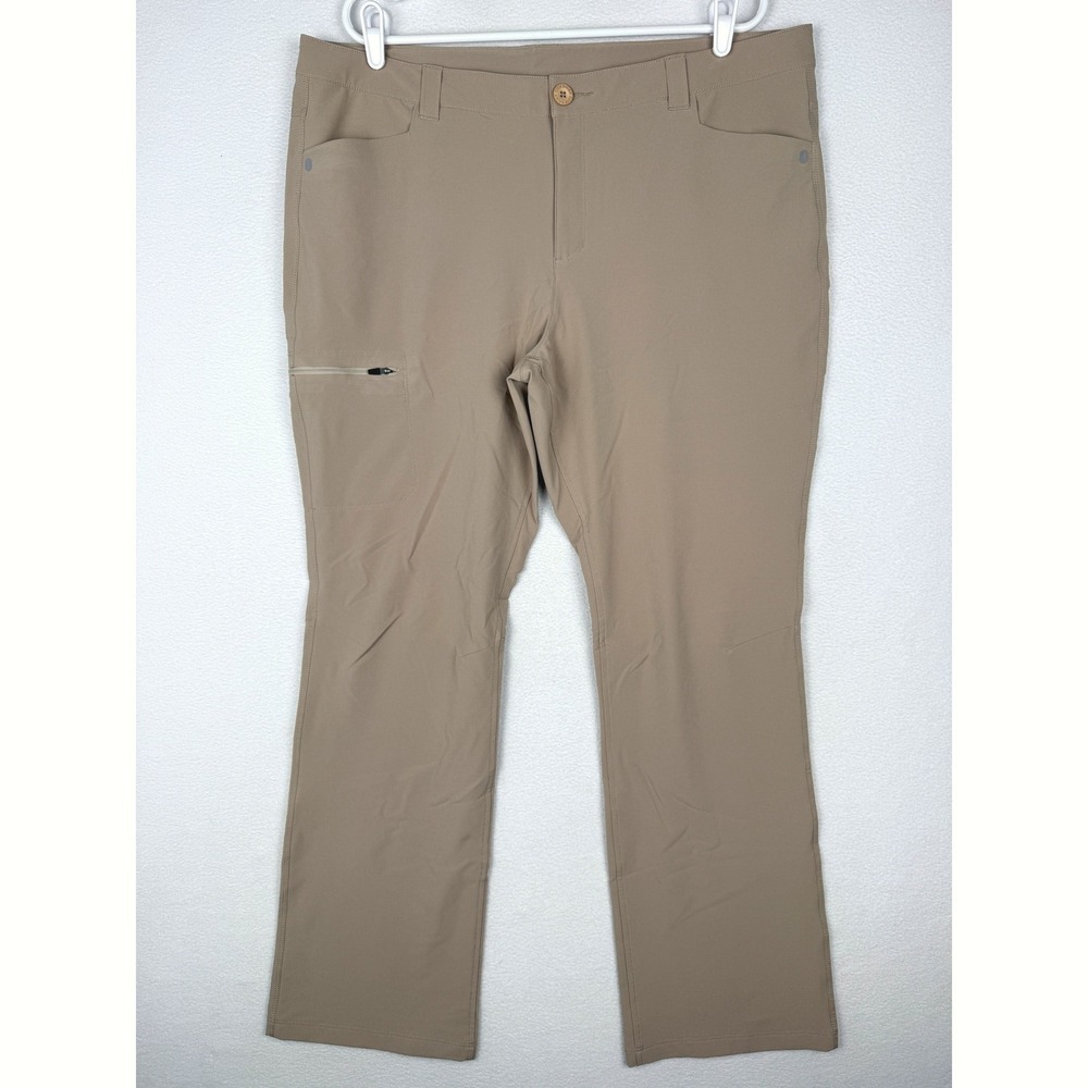 Eddie Bauer Travex Pants Womens 18 Tan Hiking Outdoor Stretch Zipper Pockets